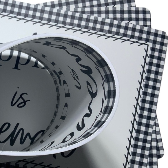 Placemats Farmhouse Rooster Chicken Buffalo Check Four Plaid 12 x 18 Black White - Picture 4 of 14